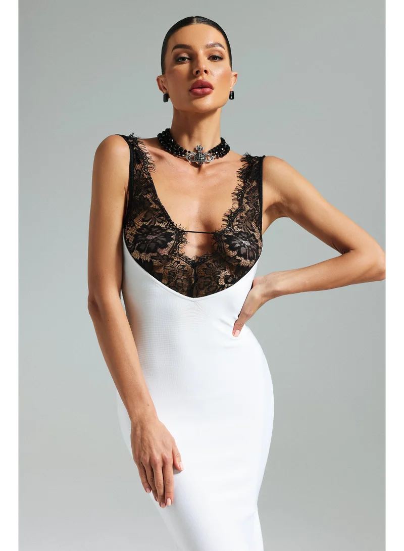 Bella Barnett  Gunnhild Lace Deep V Maxi Dress for Women | Best Price UAE